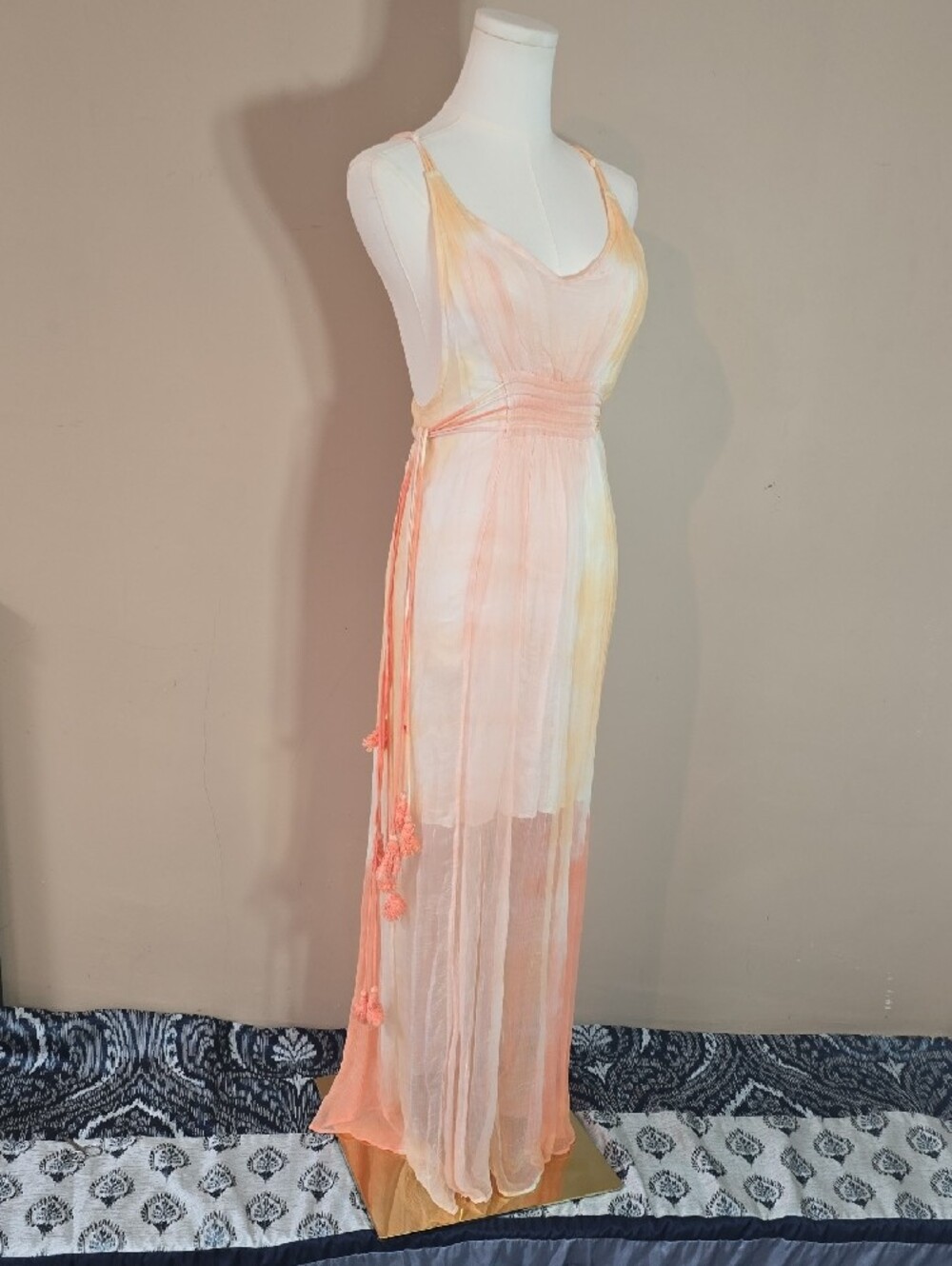 Gypsy 05 Peach & Yellow Ombre Sheer Maxi Dress